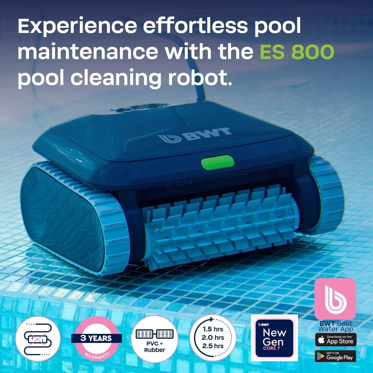 BWT ES800 Robotic Pool Cleaner for In-Ground Pools 59ft
