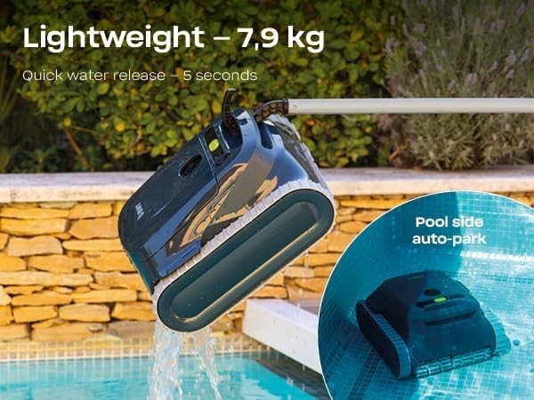 Cordless Smart Robotic Pool Cleaner 4,000 GPH Suction 3 Hour Runtime Waterline