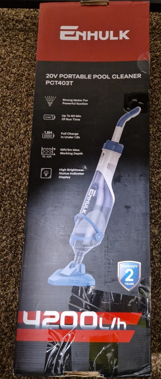 Enhulk 20V Cordless Pool Cleaner PCT403T – Lightweight & Powerful no charger