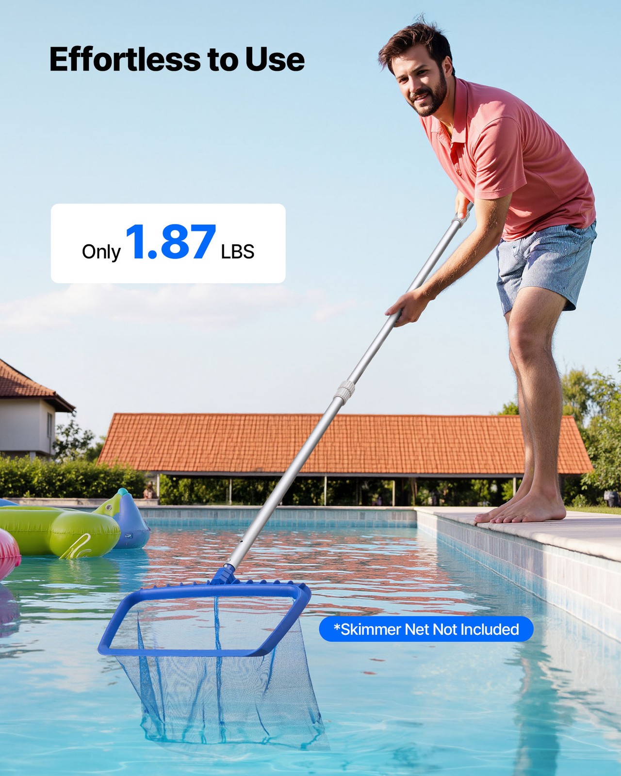 VEVOR Swimming Pool Pole 3.4 to 12 ft Telescopic Aluminum Alloy Twist Locking