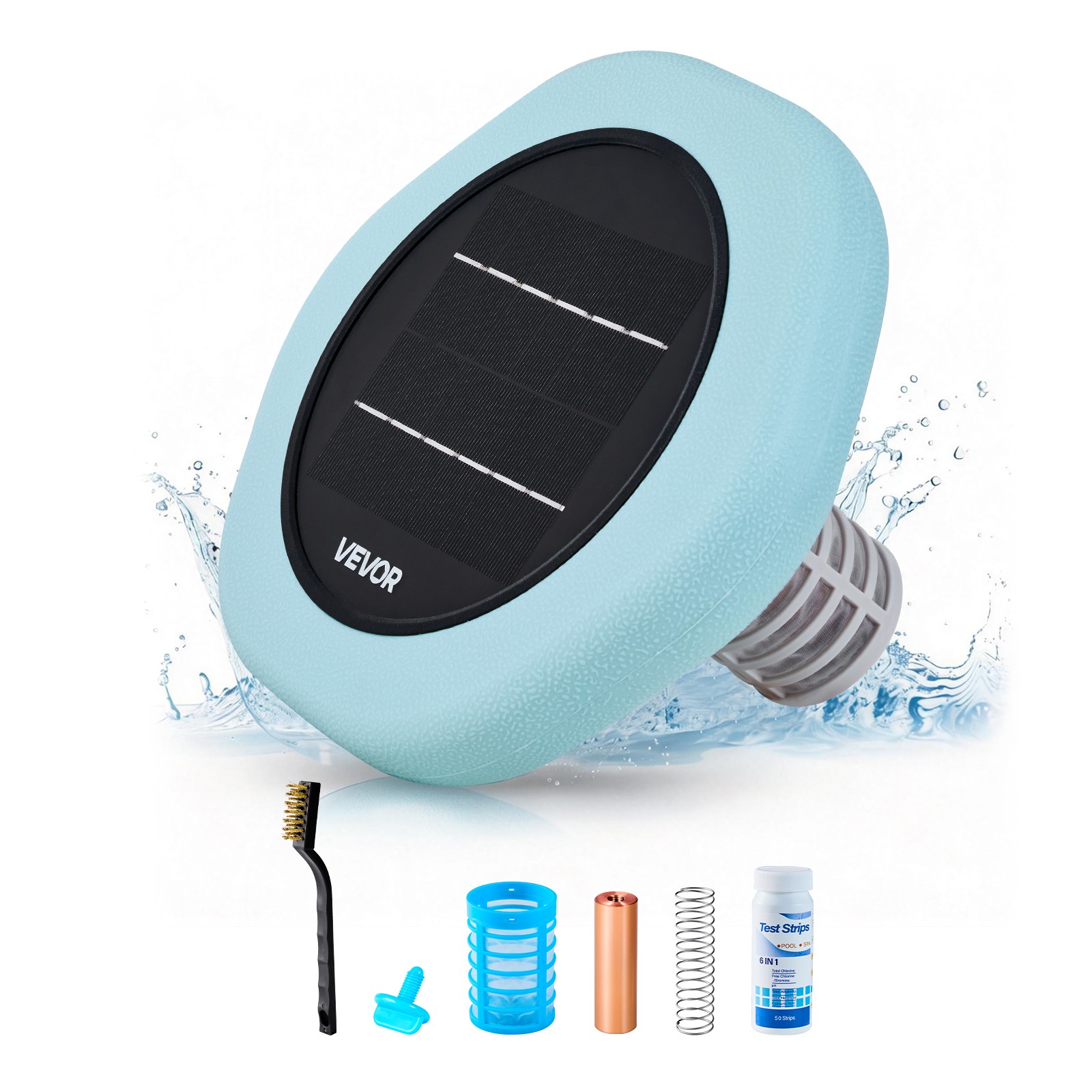 VEVOR Solar Pool Ionizer Hexagon Copper Pool Ionizer Up to 45000 Gal Green