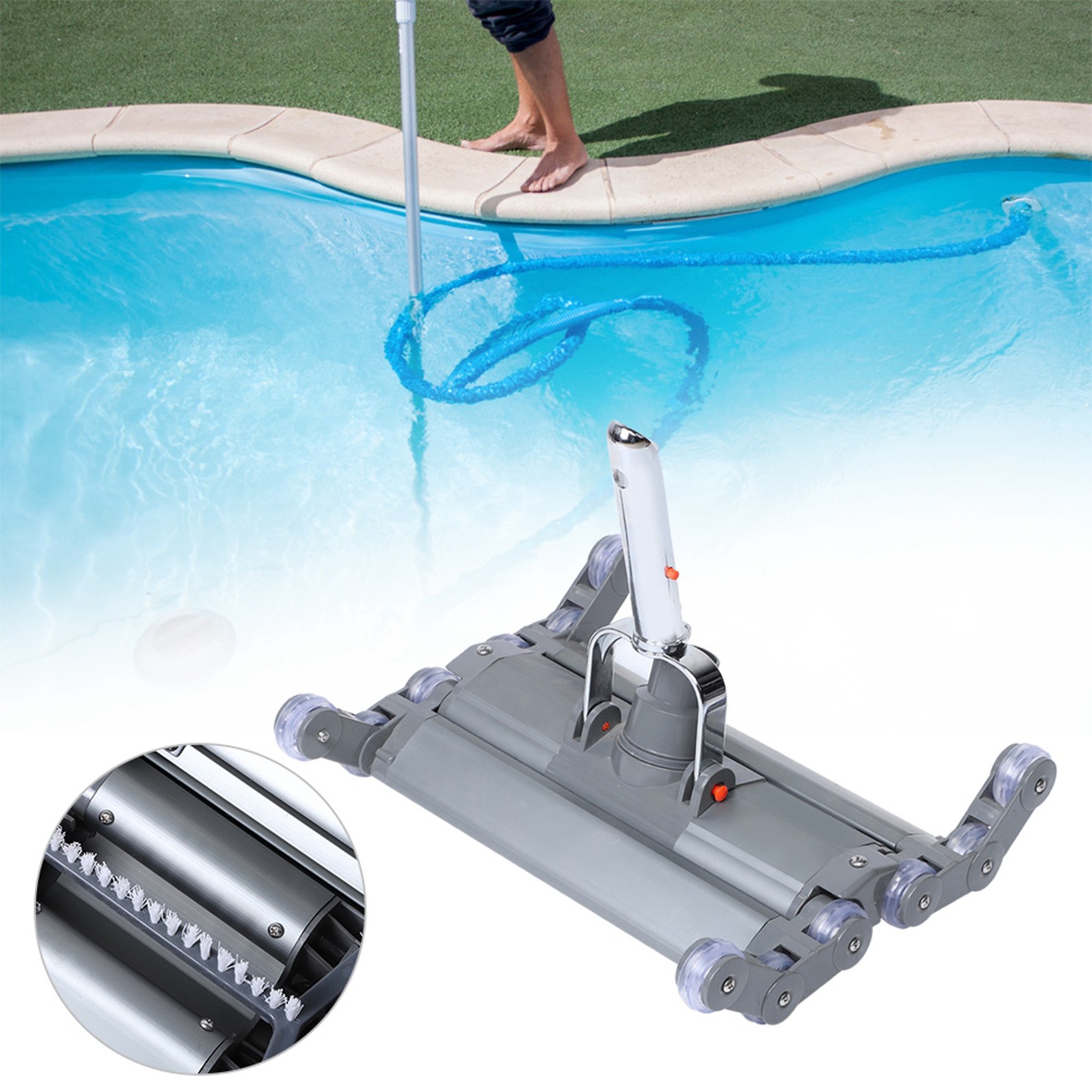 14in Swimming Pool Aluminum Alloy Vacuum Cleaner Dirt Suction Pool US