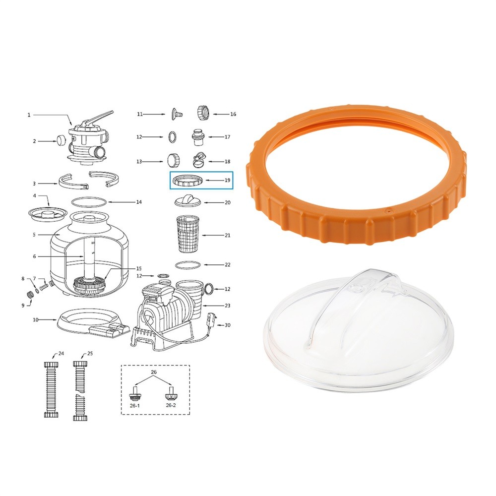 P07018 Pool Sand Pump Filter Nut and P07019 Lid For Sand Filter Valve Head Cover