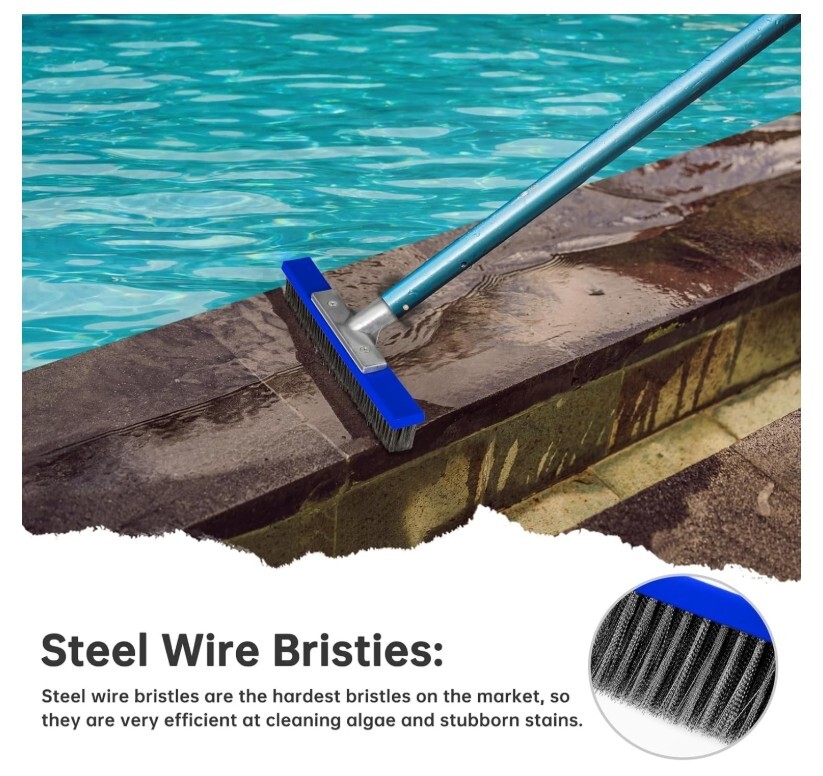 Best Heavy Duty Pool Brush Head，10-inch Metal Pool Brushes Head with Stainless
