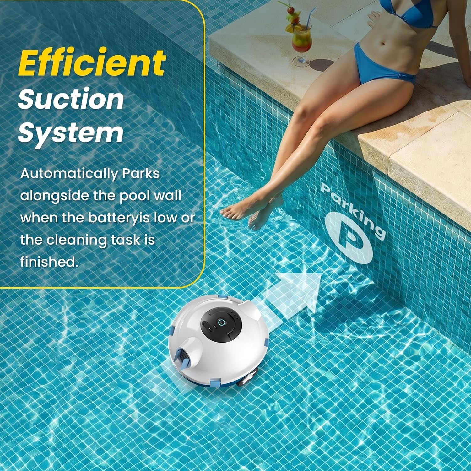 Cordless Robotic Pool Cleaner – 120 Mins Runtime & Powerful Suction for Easy …