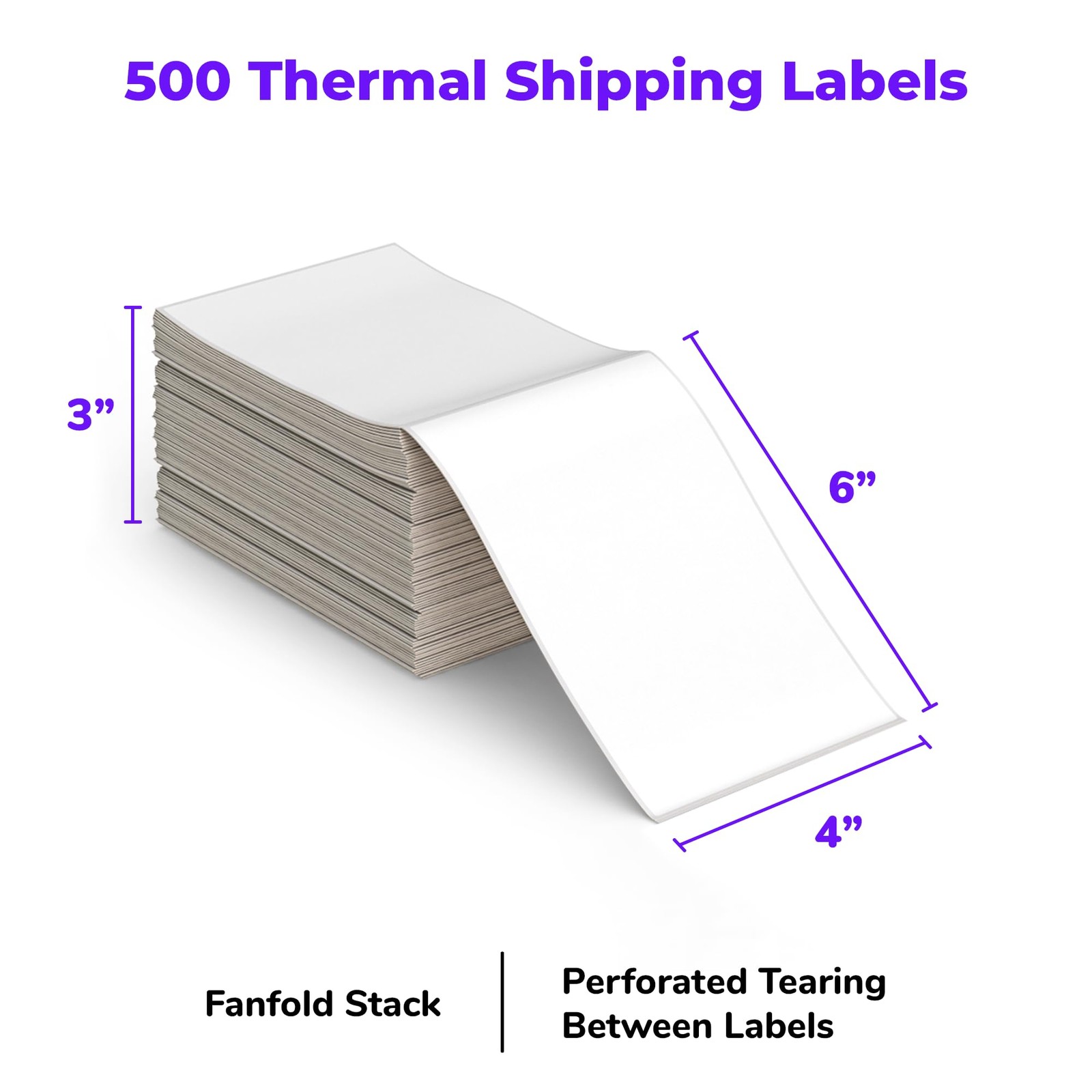 Direct Thermal Shipping Labels – Pack of 500 4×6 Thermal Labels Fanfold – Per…