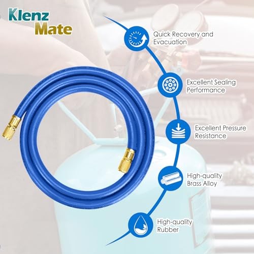 2026 Upgraded 3/8&Prime; HVAC Vacuum Hose,72&Prime; Refrigerant Charging Blue 6Ft