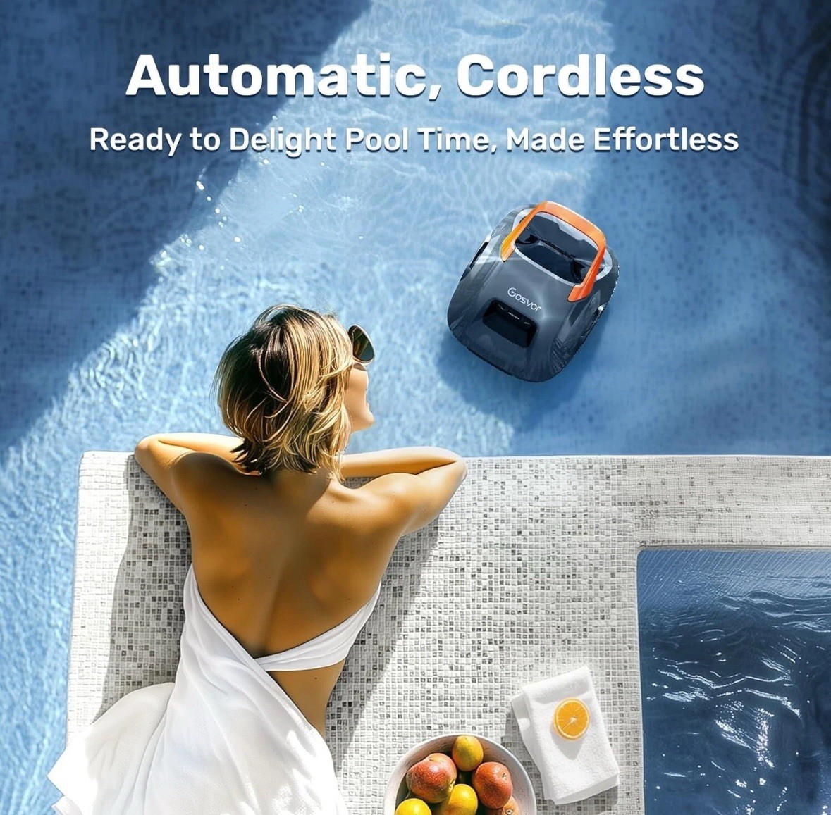 Gosvor LiteVac 800 PRX1S Portable Cordless Robotic Automatic Pool Cleaner