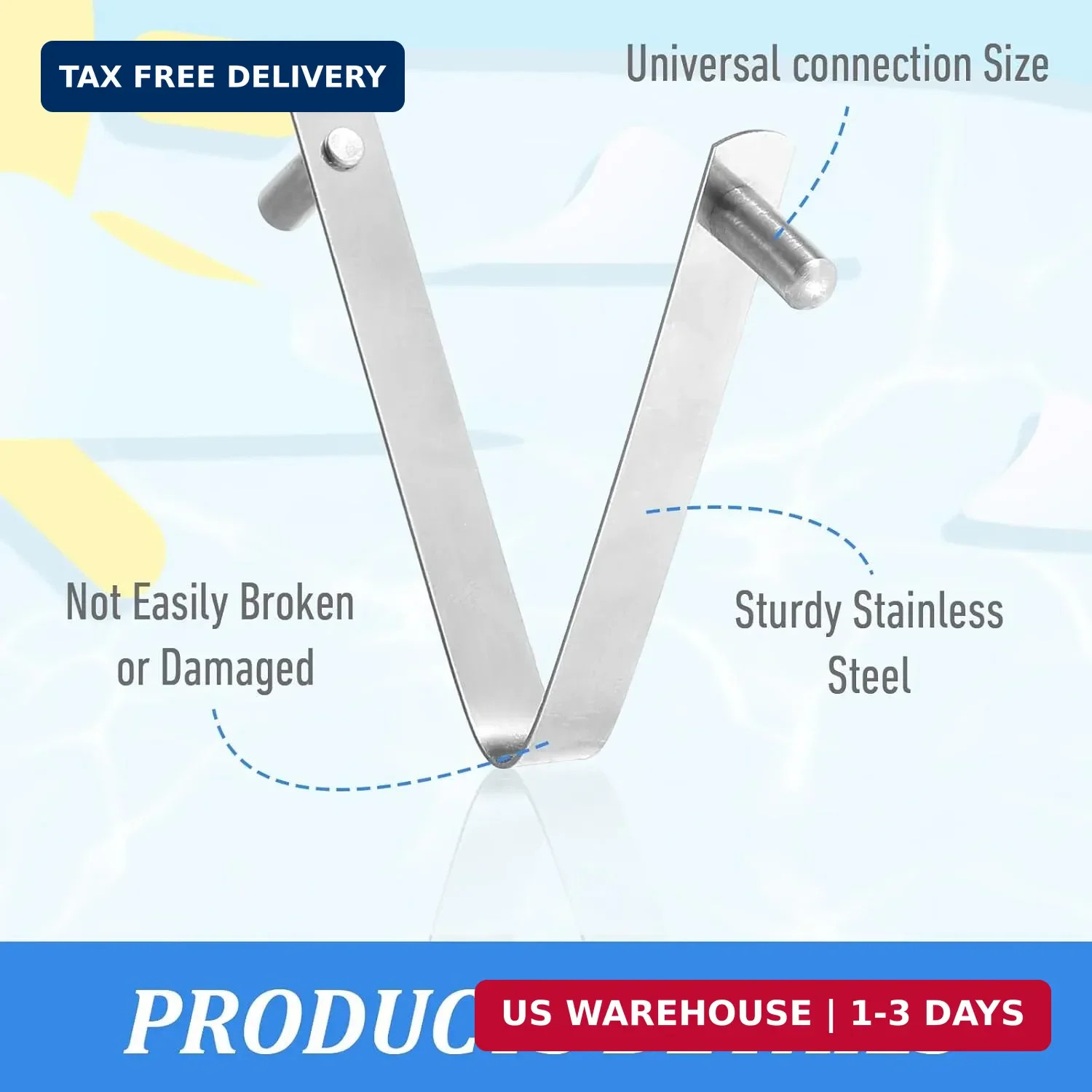 6 Pcs Pool Brush Clips, V-Shaped 304 Stainless Steel Pool Pole Clips, Double Loc