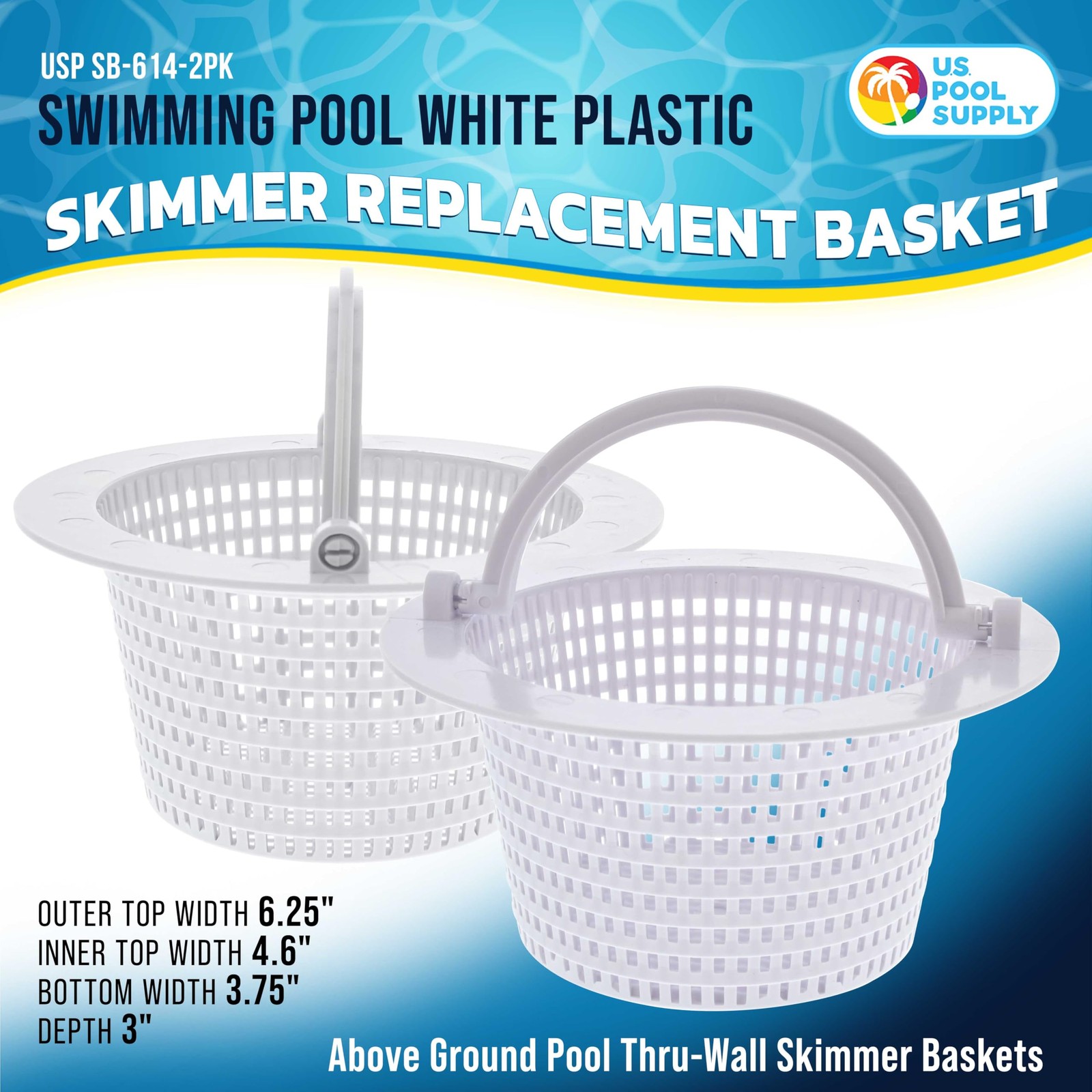 Pool Skimmer Basket 2 Pack Thru Wall Replacement Above Ground Debris Leaves Filt