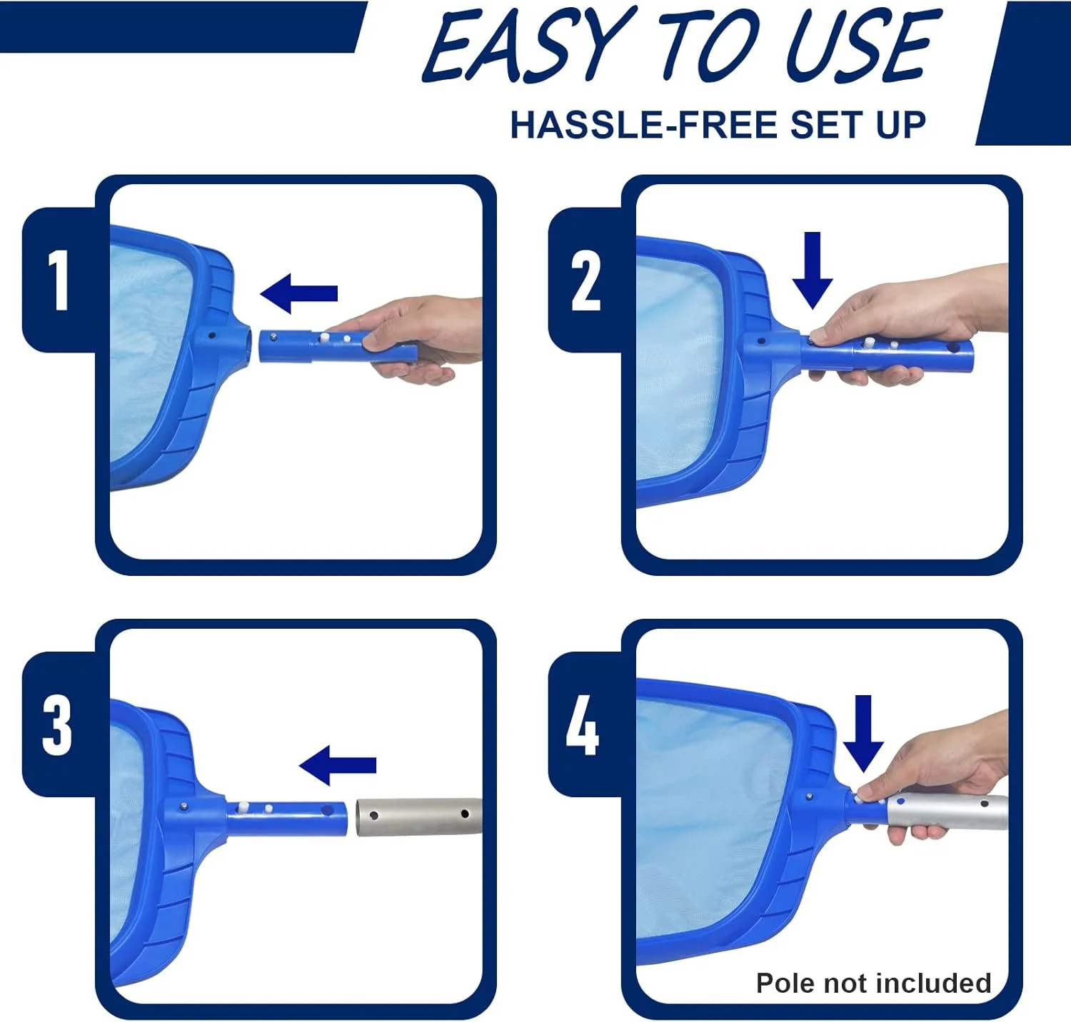 Poolvio Heavy Duty Swimming Pool Leaf Skimmer Net with Strong Reinforced Handle