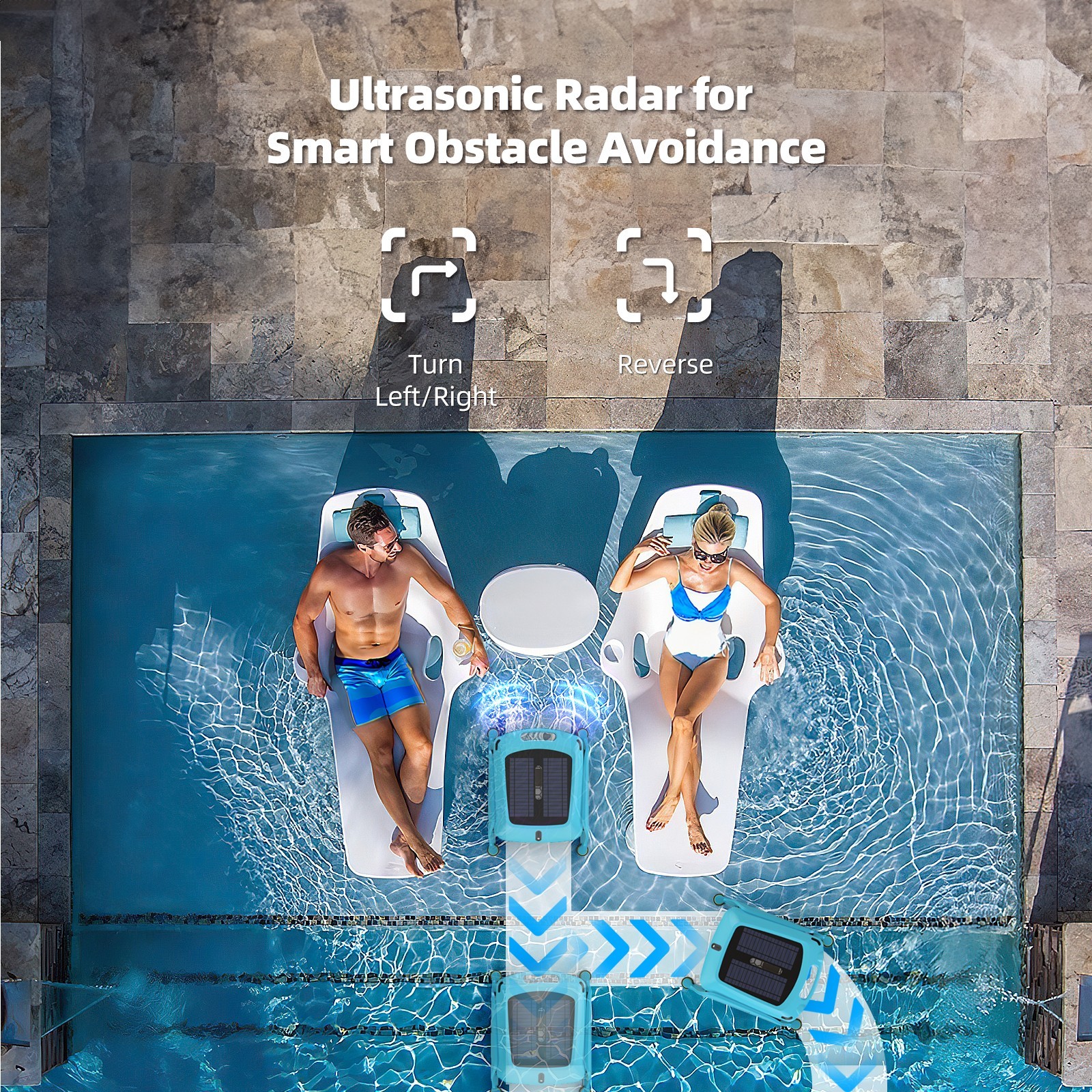 Solar Robotic Pool Cleaner Cordless Robot Skimmer Cleaner for Above Ground Pools