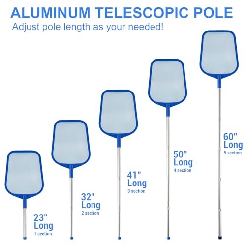 Pool Skimmer – Pool Skimmer Net with 5 Section Pool Skimmer Net with Pole