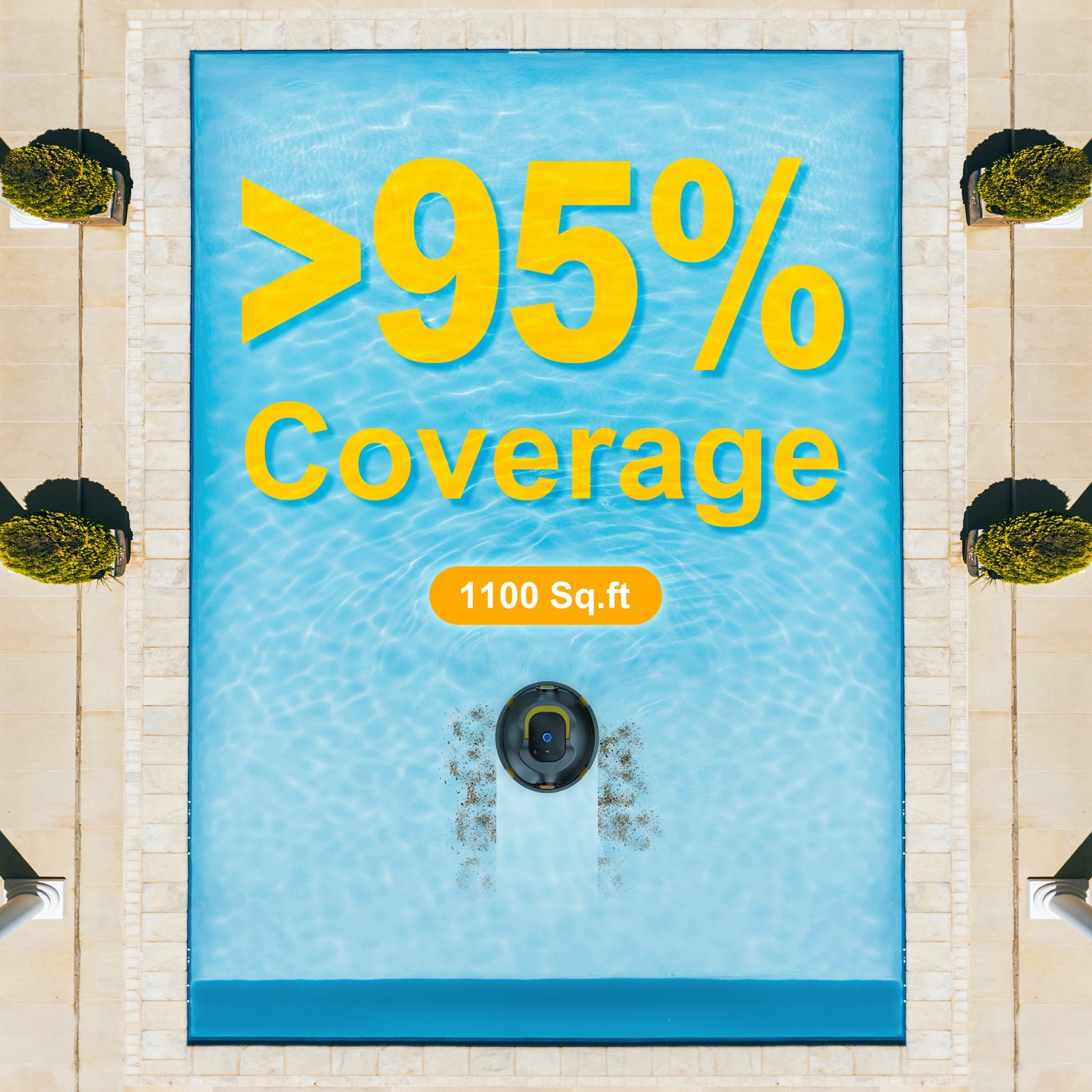 Smart Robotic Pool Cleaner with A Plastic Salvage Hook for Inground & Above pool