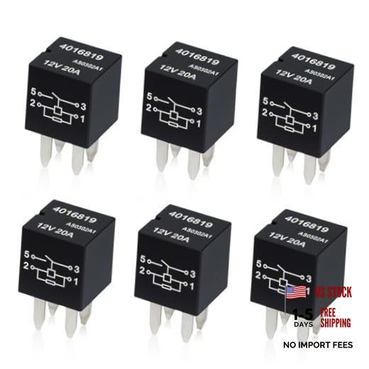 6 Pcs 4016819 Ultra Micro ISO Automotive Relay – 12VDC 20A 4-Pin SPST, Direct