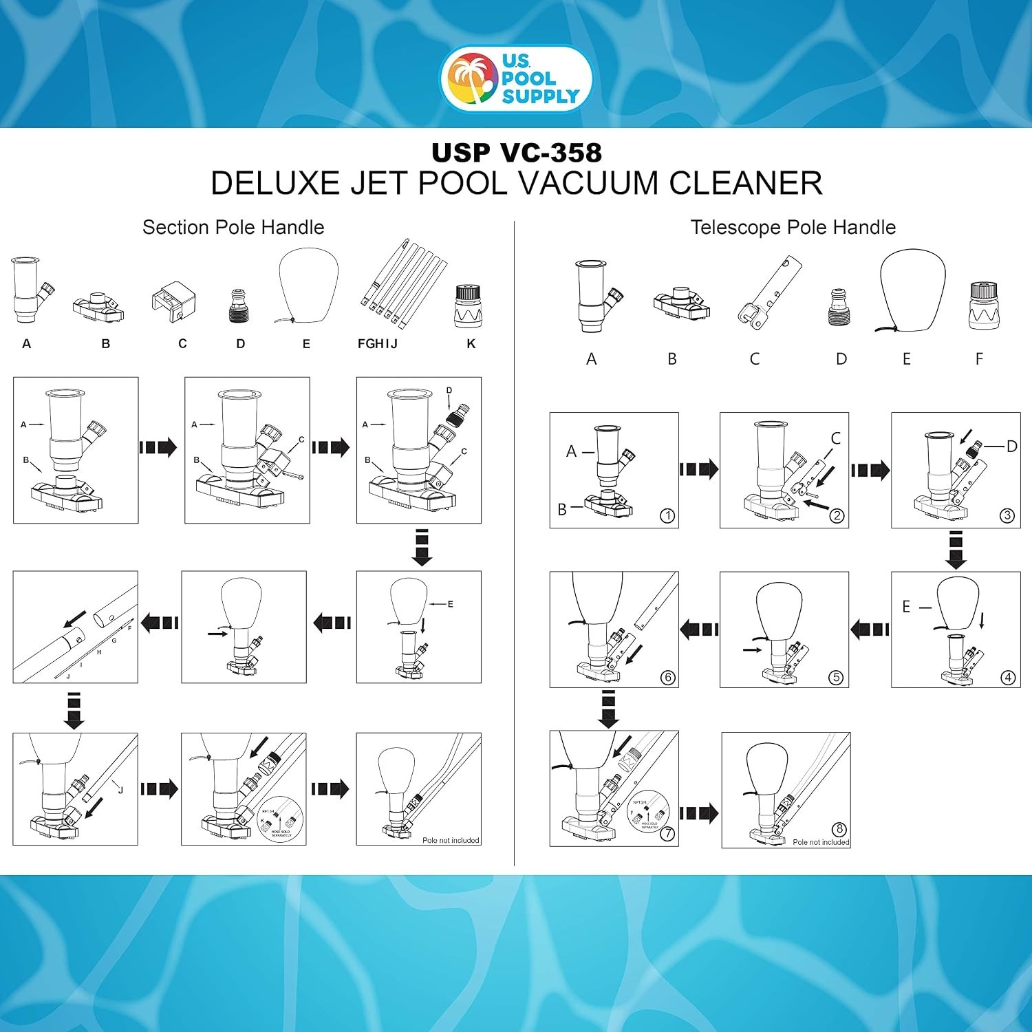 Portable Above Ground Pool Vacuum Cleaner with Mesh Leaf Bag – 4ft Pole Included