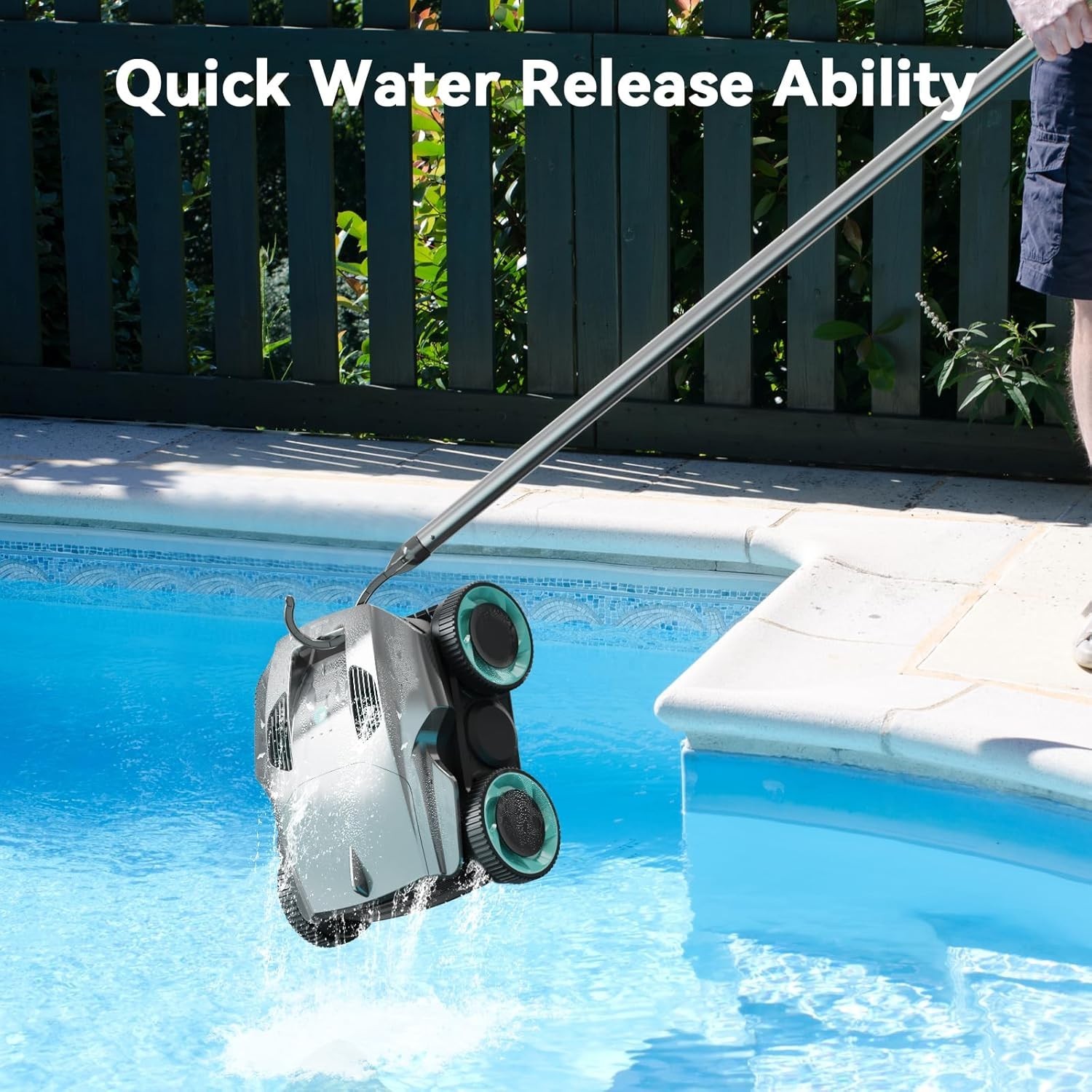 Cordless Robotic Pool Cleaner Wall Climbing 120 Mins Run Smart Navigation 1500ft