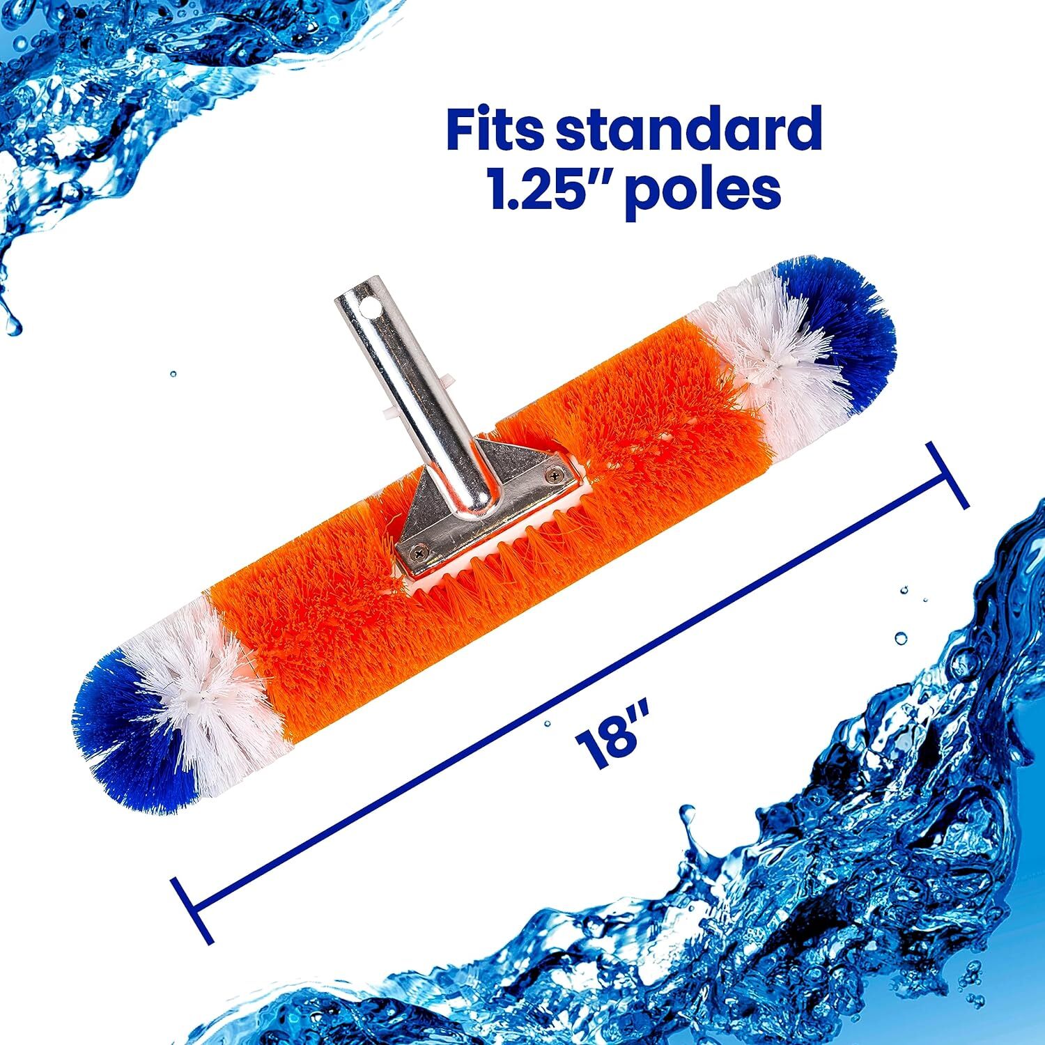 18 Inch 360 Degree Pool Cleaning Brush With Corner Bristles For Easy Cleaning