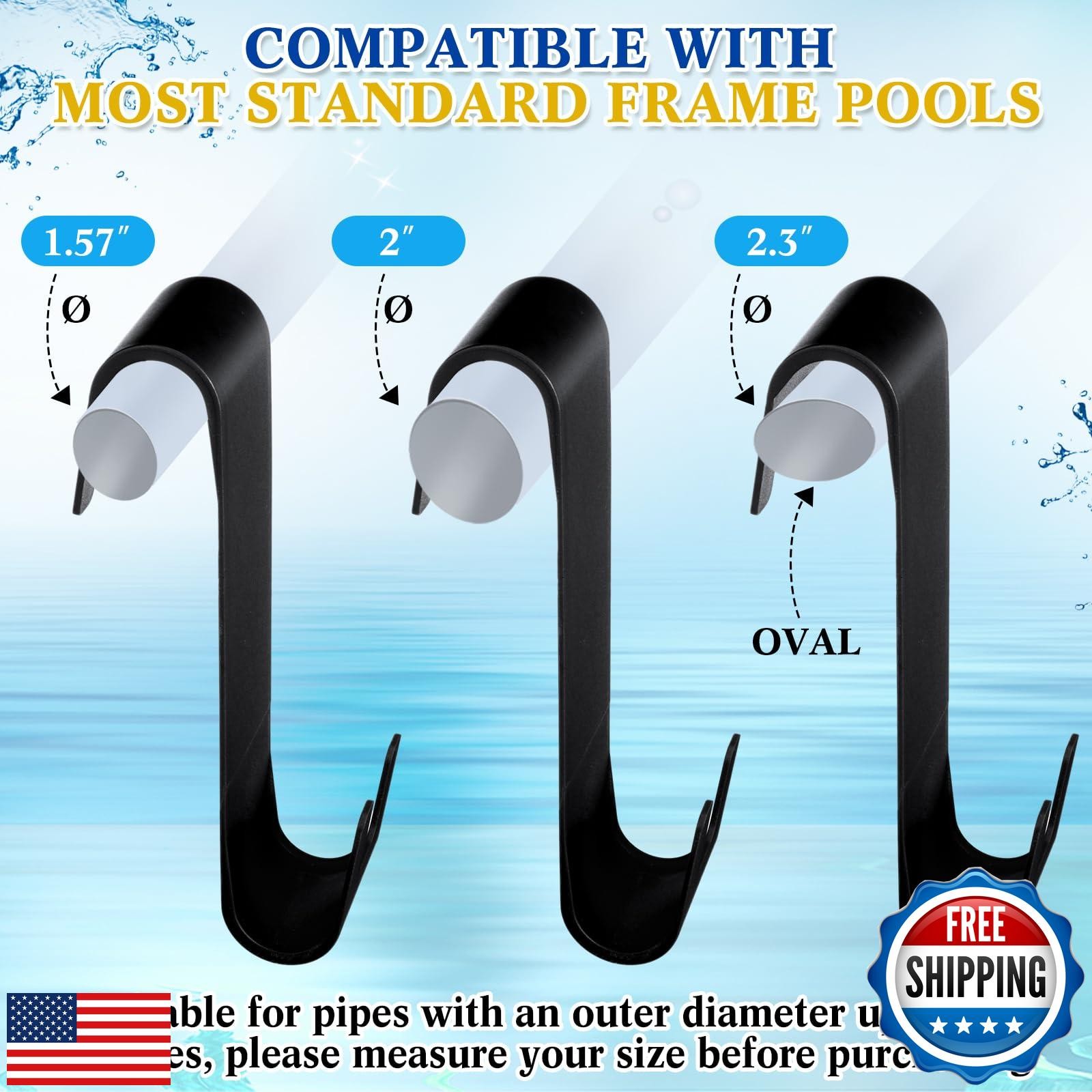 DoubleFill 4 PCS Poolside Pool Leaf Skimmer Net Holder Pole Hangers Above Gro