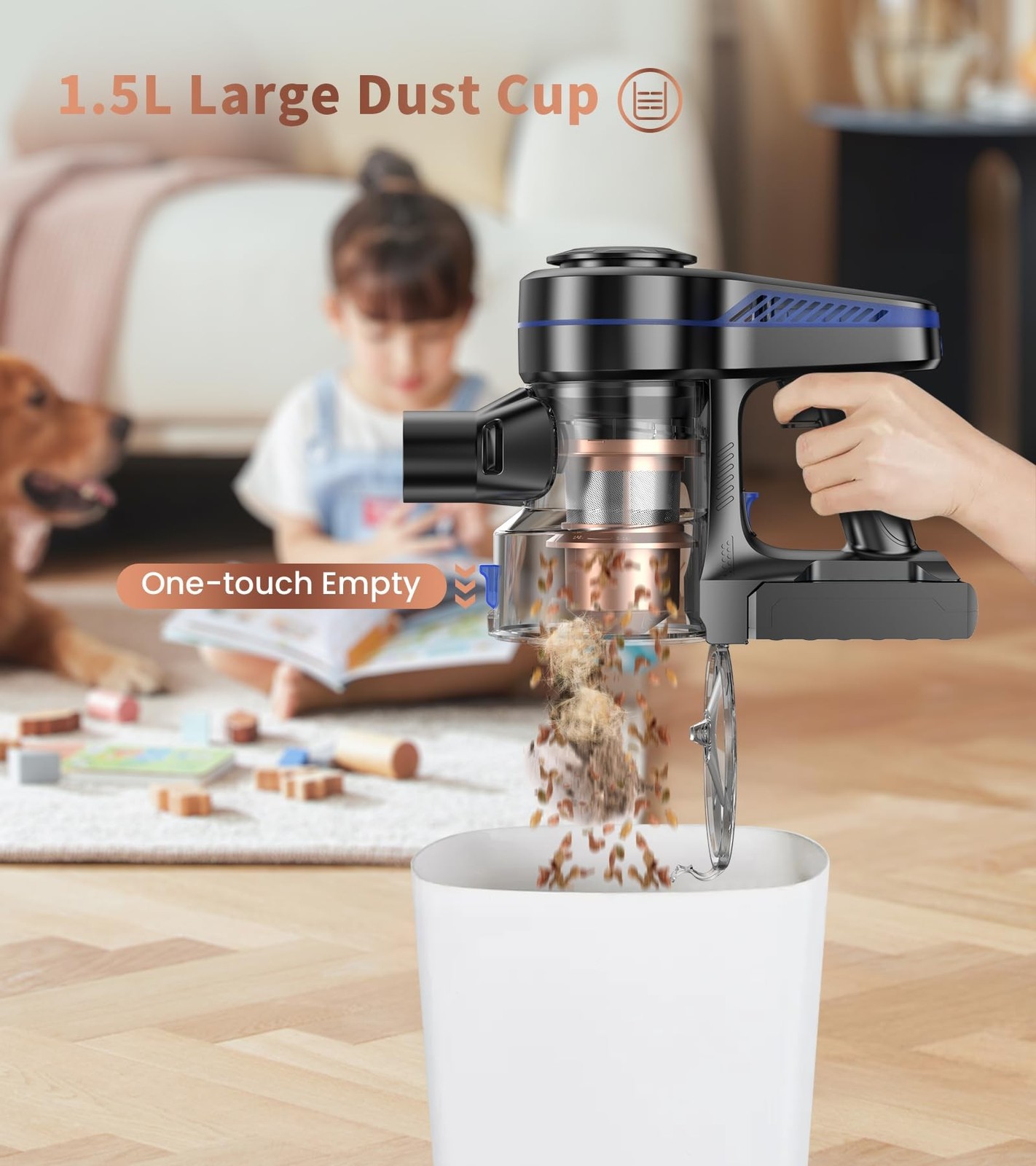 NADALY Cordless Vacuum Cleaner, Powerful Stick Vacuum with 45min Runtime, Ant…