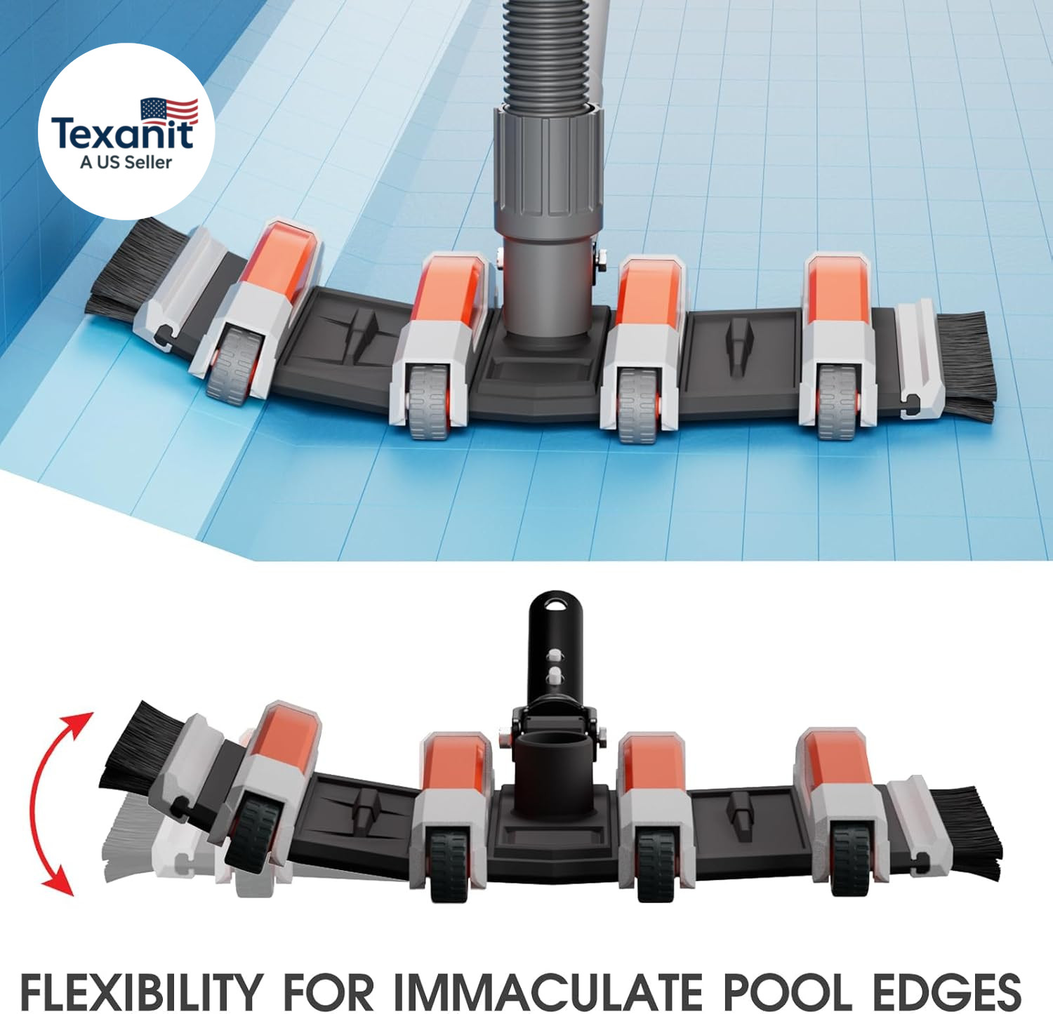 Heavy Duty Pool Vacuum Head with Swivel Handle -Extra-Wide Weighted Vac Heads Si