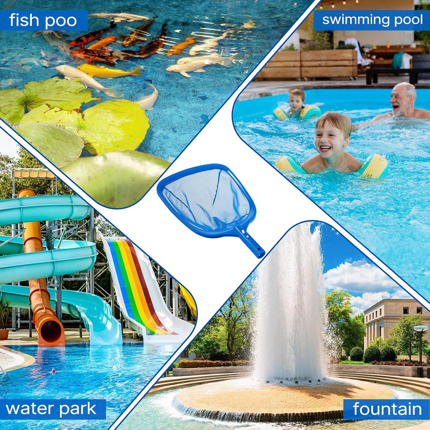 Pool Skimmer – Pool Net with 3 Section Pole, Pool Skimmer Net with Fine Mesh Net