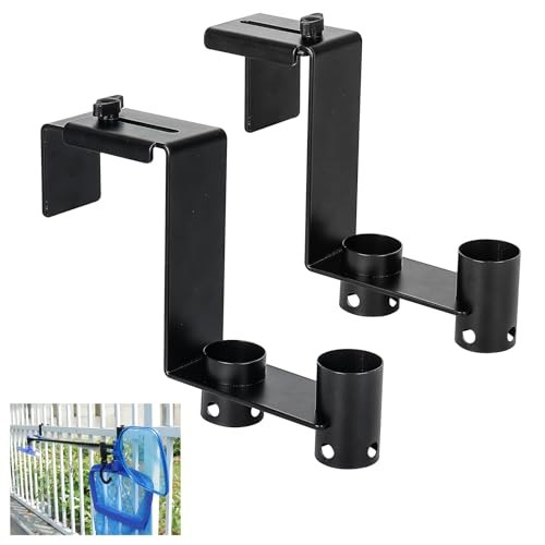 Lettry 2 Pcs Pool Fence Hooks, Pool Tool Organizer, for Adjustable 2pcs Black