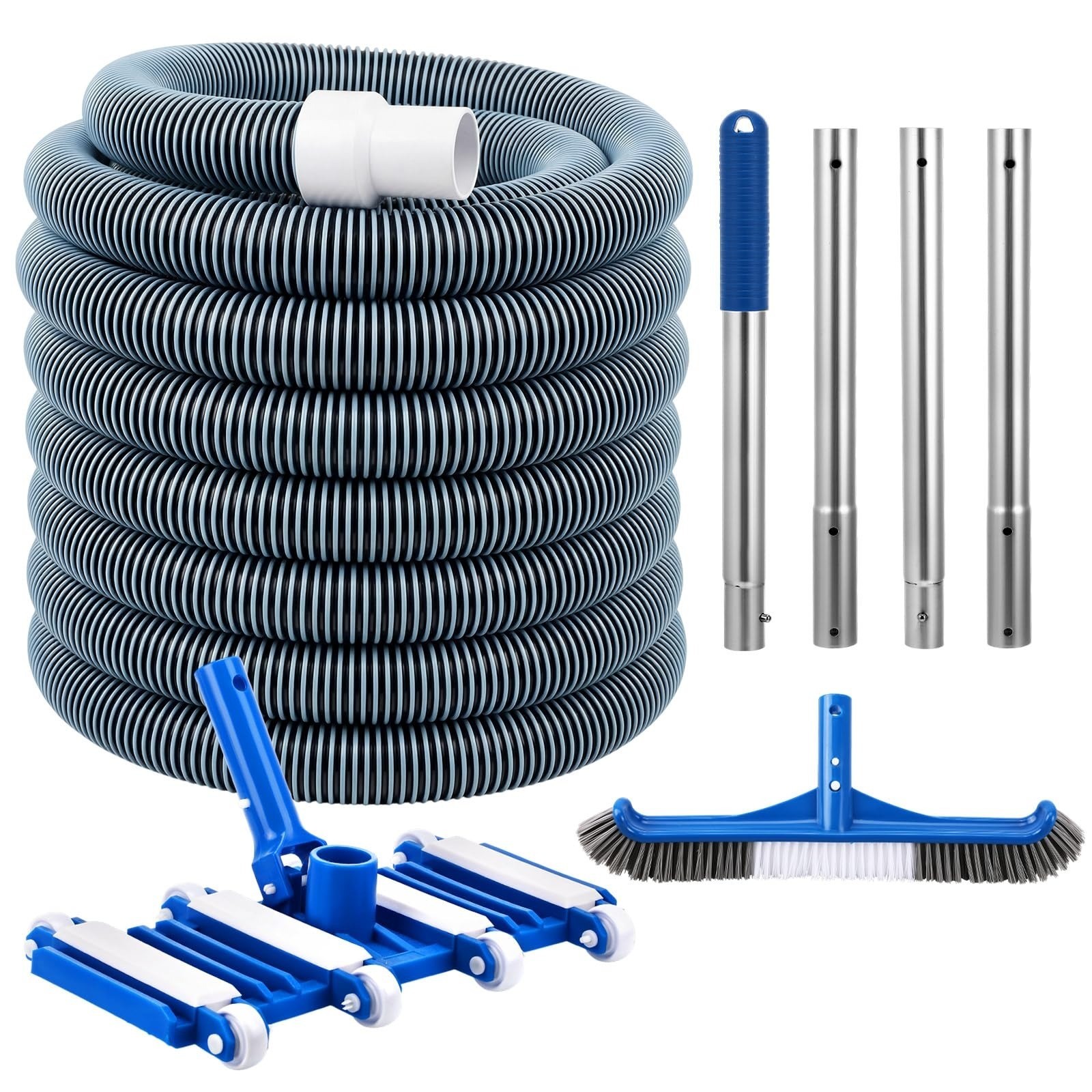 4 Pcs Swimming Pool Cleaning Kit Including Pool Vacuum Head with 1-1/2&Prime; x 30 ft