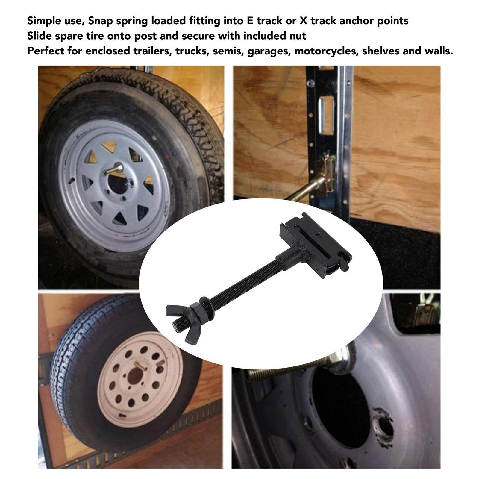 7inch E Track Spare Tire Holder Mount Zinc Galvanized Steel Trailer Mount Spare