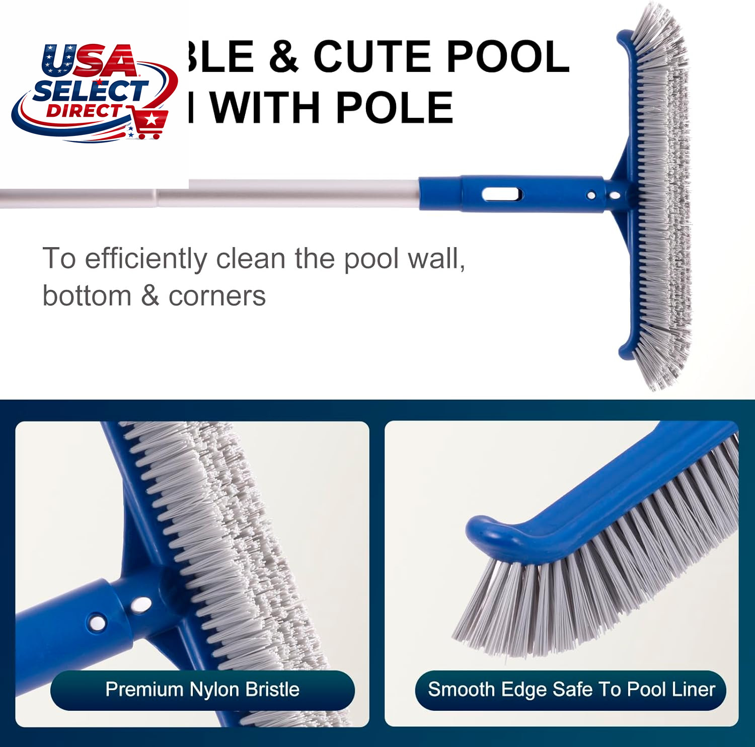 Pool Cleaning Kit with Brush, Skimmer Net, Pole, Floater & Test Strips