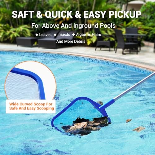 Pool Skimmer – Pool Skimmer Net with 5 Section Pool Skimmer Net with Pole