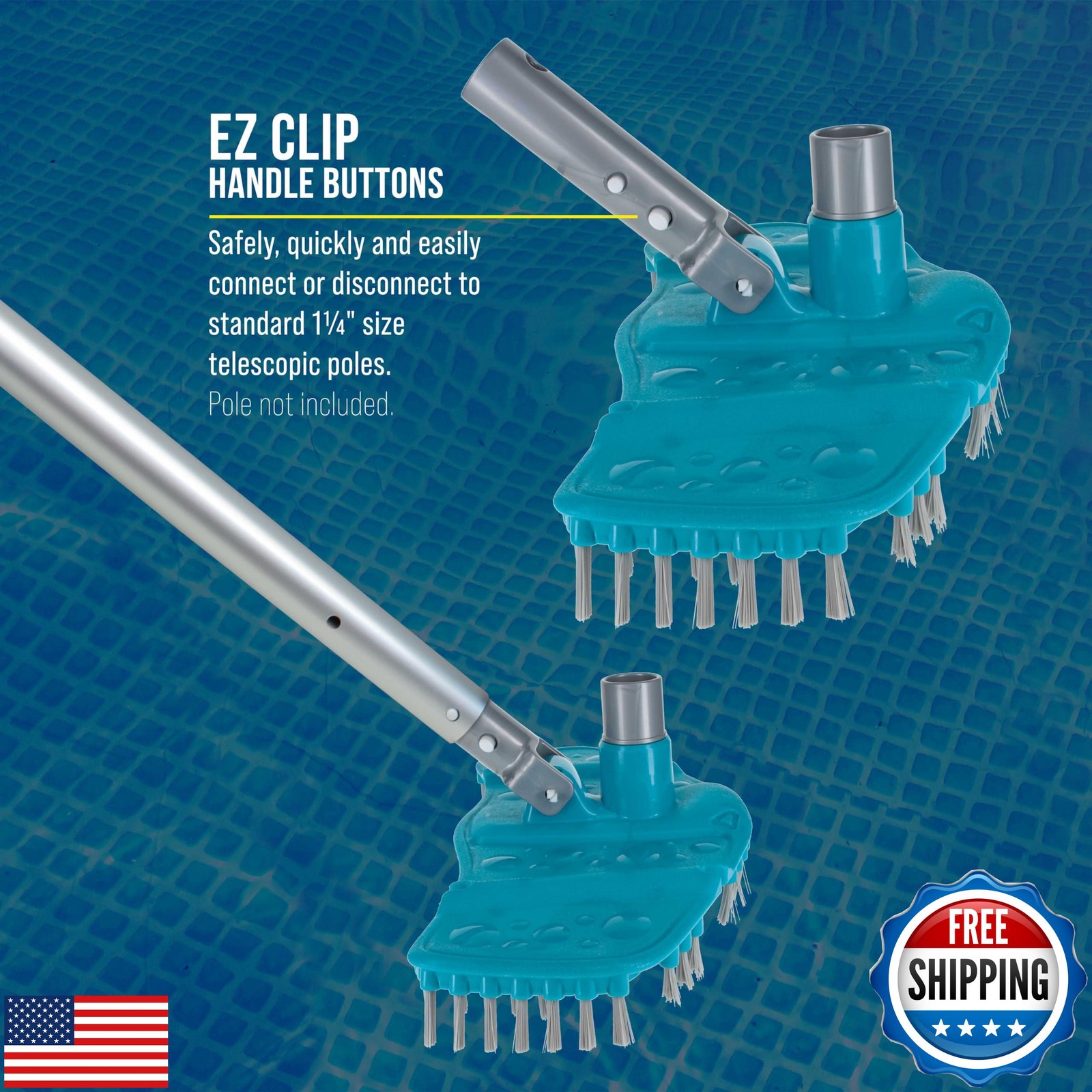 U.S. Pool Supply Very Flexible Weighted Pool Vacuum Head with Bottom Brushes,