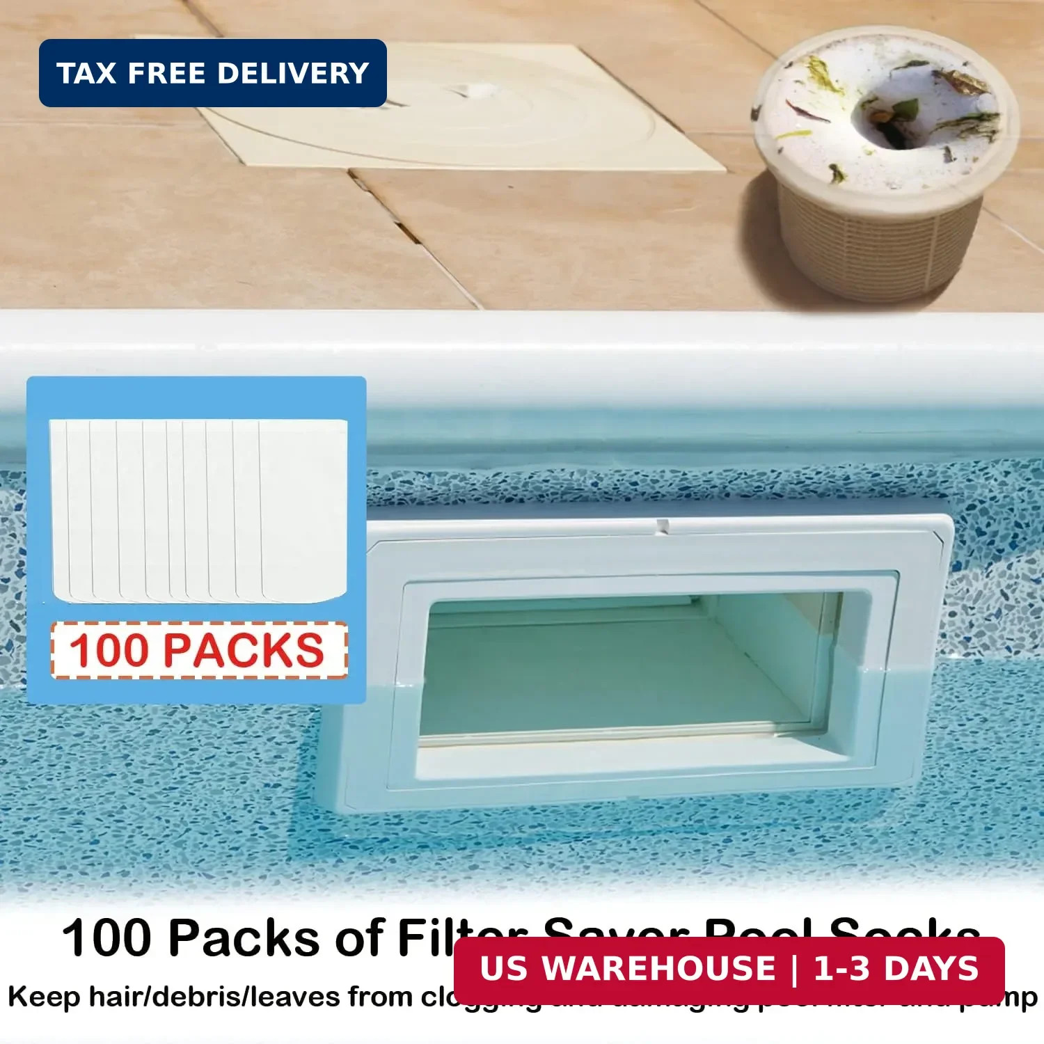 100 Pack Pool Skimmer Socks, Reusable Pool Socks for Skimmer Basket, Skimmer
