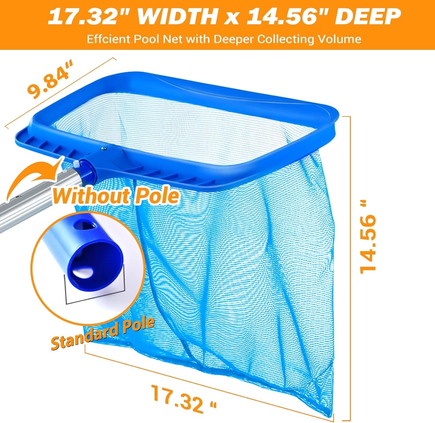 Red recoge hojas para piscina sin palo marco reforzado y gran capacidad limpieza
