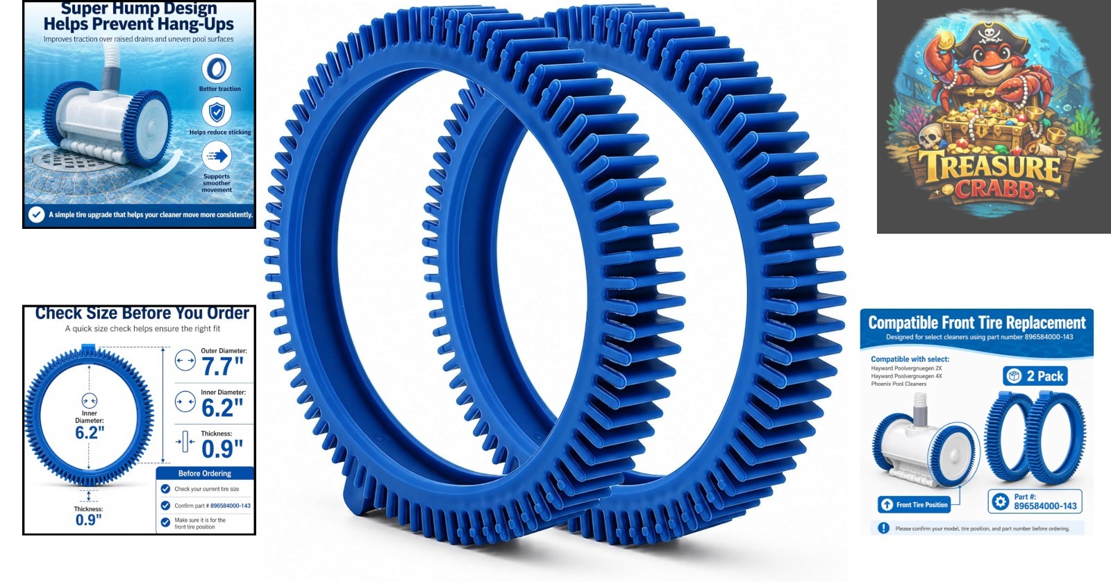 Quick Install 2-Pack Front Tire Kit with Super Hump for Optimal Pool Coverage