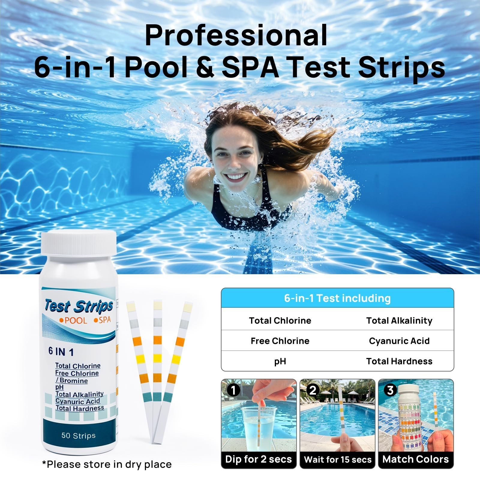 5-in-1 Pool Cleaning Kit – Leaf Rake, Wall Brush, Aluminum Pole, Chlorine Dispen
