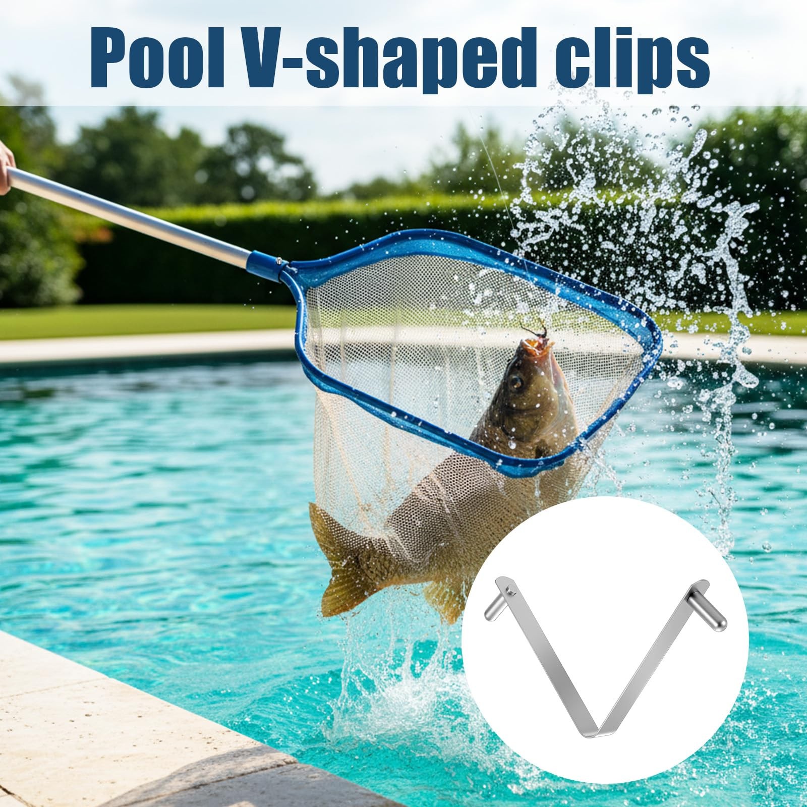 3 Pcs Pool Pole Clips,Stainless Steel Pool Brush Clip Pools Brush V-Shaped Cl…