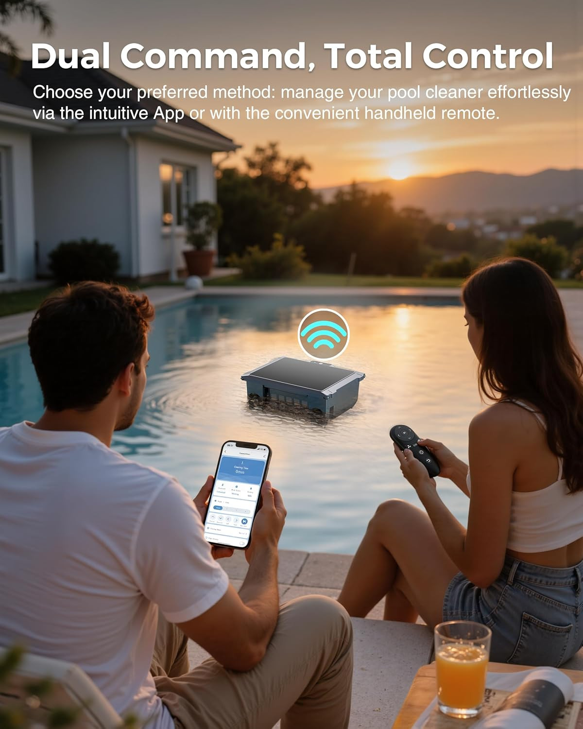 T2B Solar Pool Skimmer Robot via App & Remote Control, 2026 Upgraded Automatic R