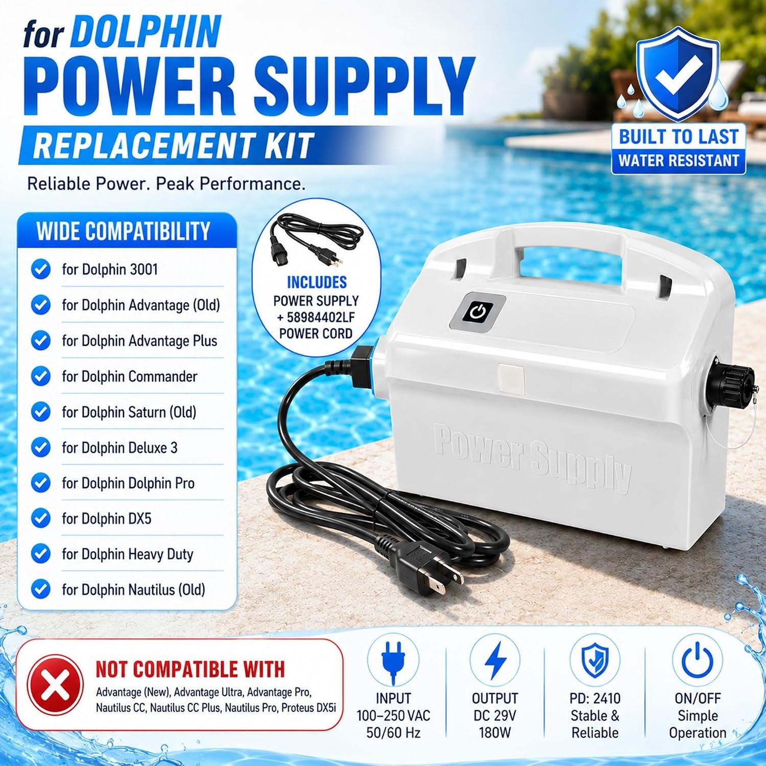 9995670-US-ASSY Power Supply Unit Replacement for Maytronics Dolphin 2001, 3001