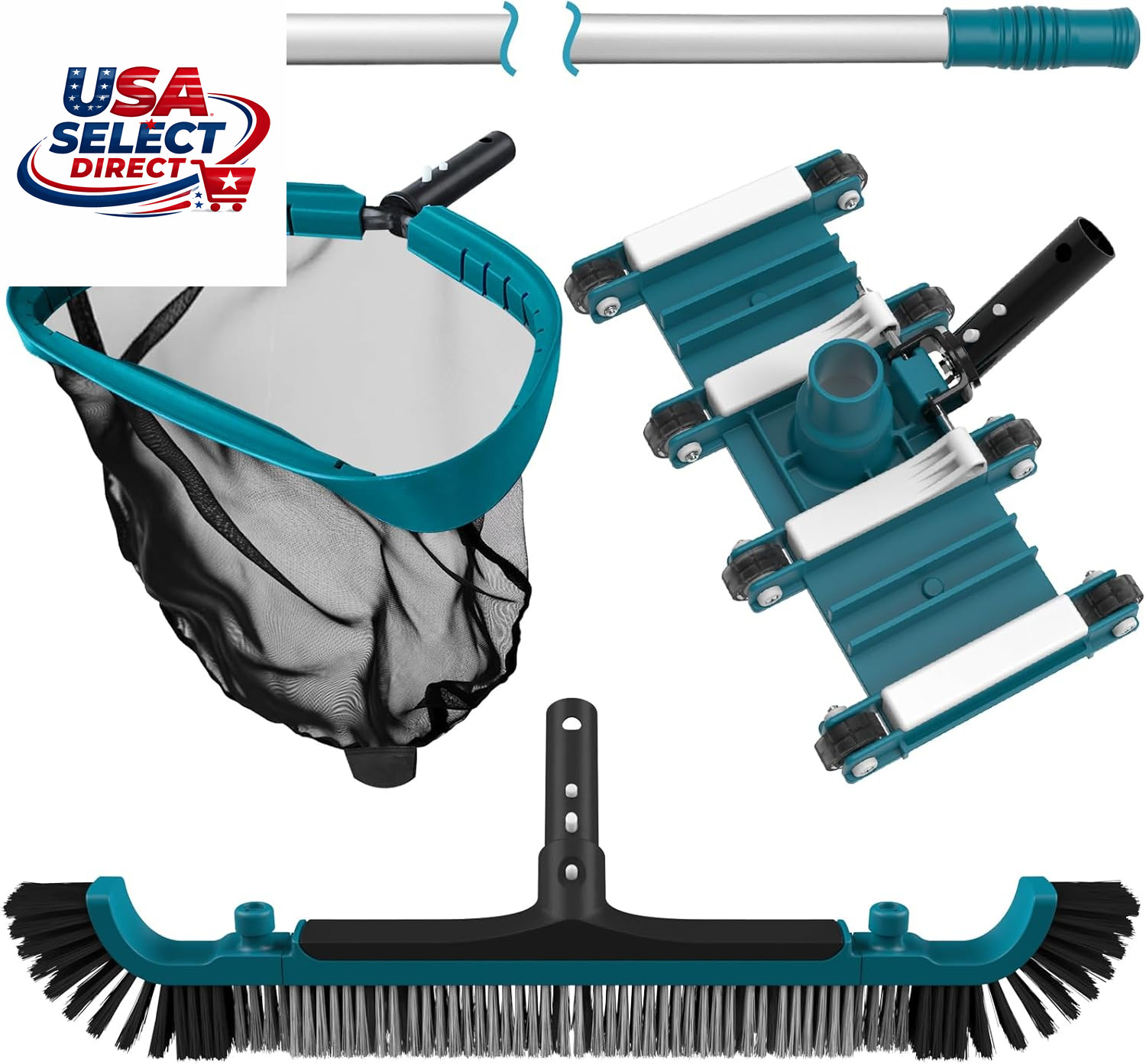 Deluxe Swimming Pool Cleaning Kit with Net, Vacuum Head & Brush