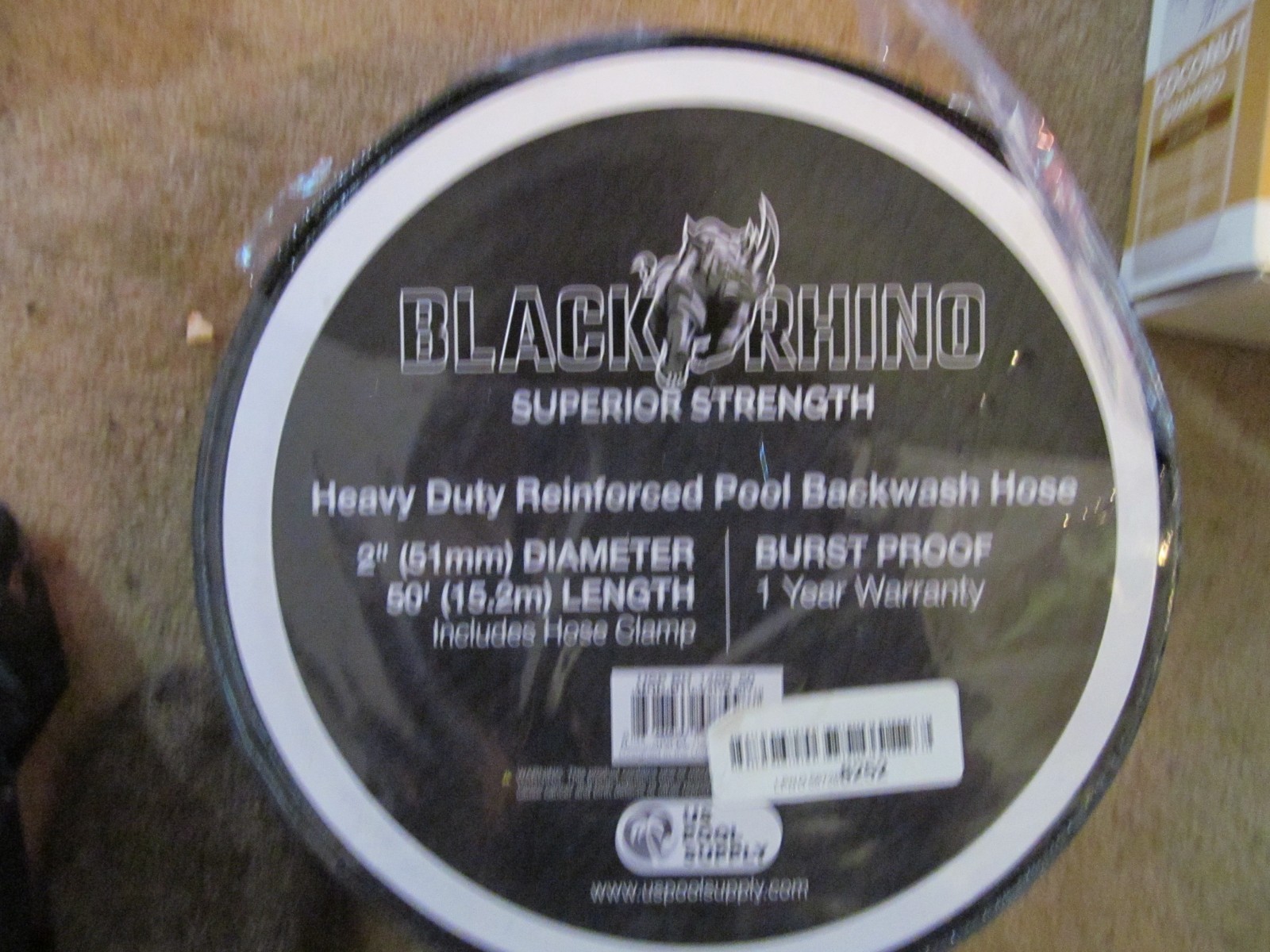 U.S. Pool Supply Pool Backwash Hose 2&Prime; x 50&prime; – Black Rhino Extra Heavy-Duty Pool
