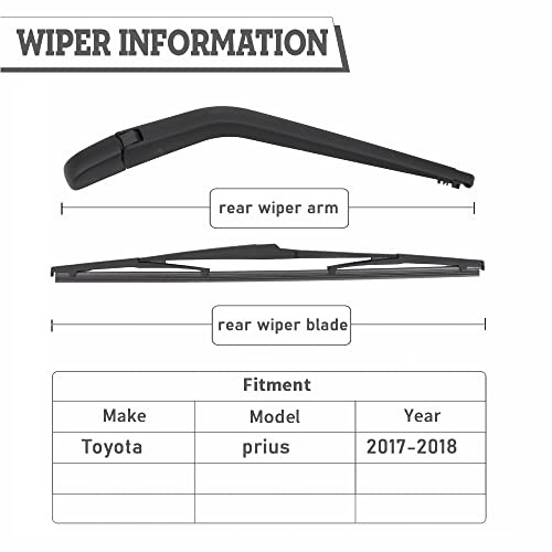 Rear Wiper Arm & Blade Kit,Exact-Fit Replacement for,OEM Toyota Prius 2017-2022