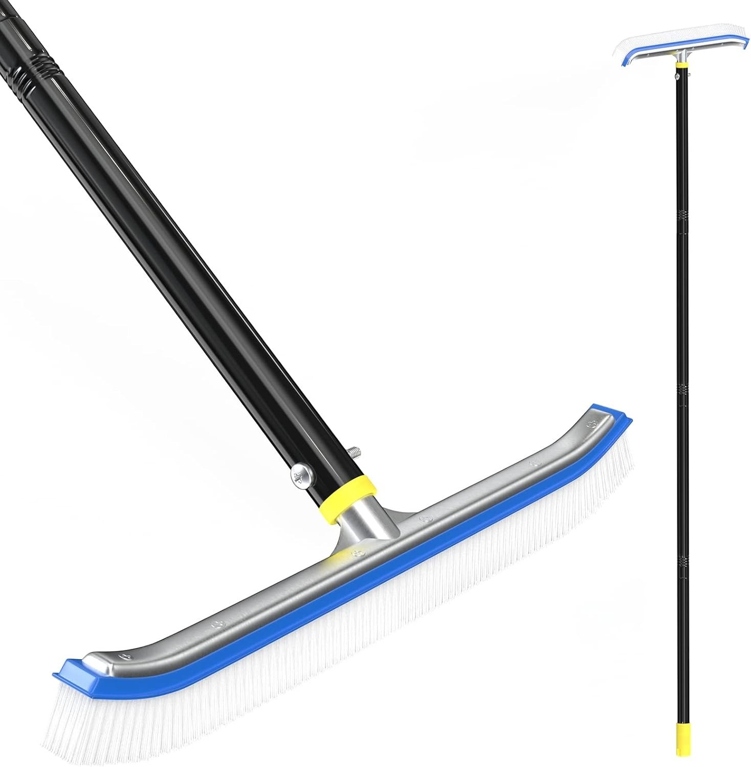 Pool Brush with Pole, 18 inch Wide Nylon Bristles Brush with 4FT Heavy Duty S…