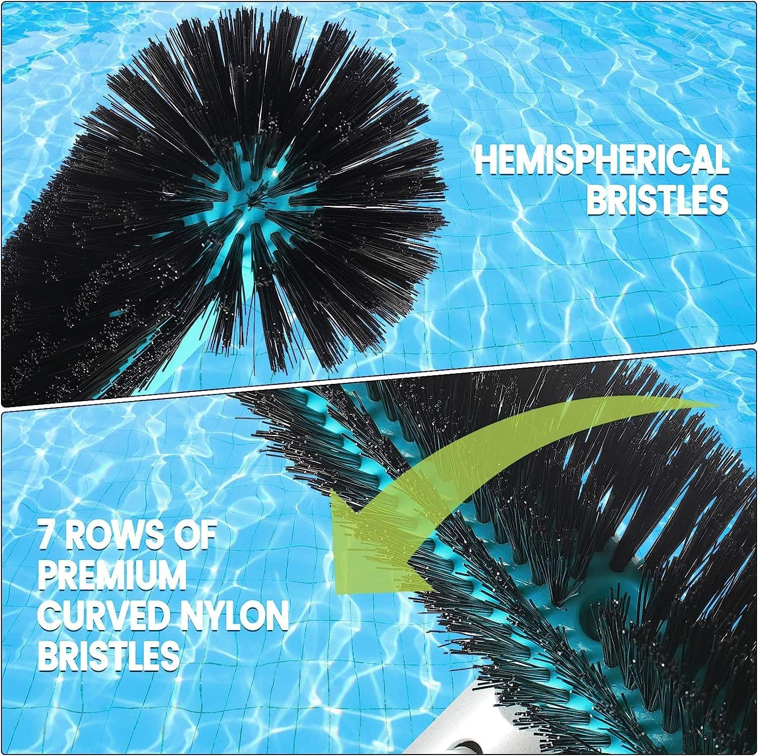 Swimming Pool Brush Head with round Ends,17.5&Prime; Heavy Duty Aluminum Back Head for