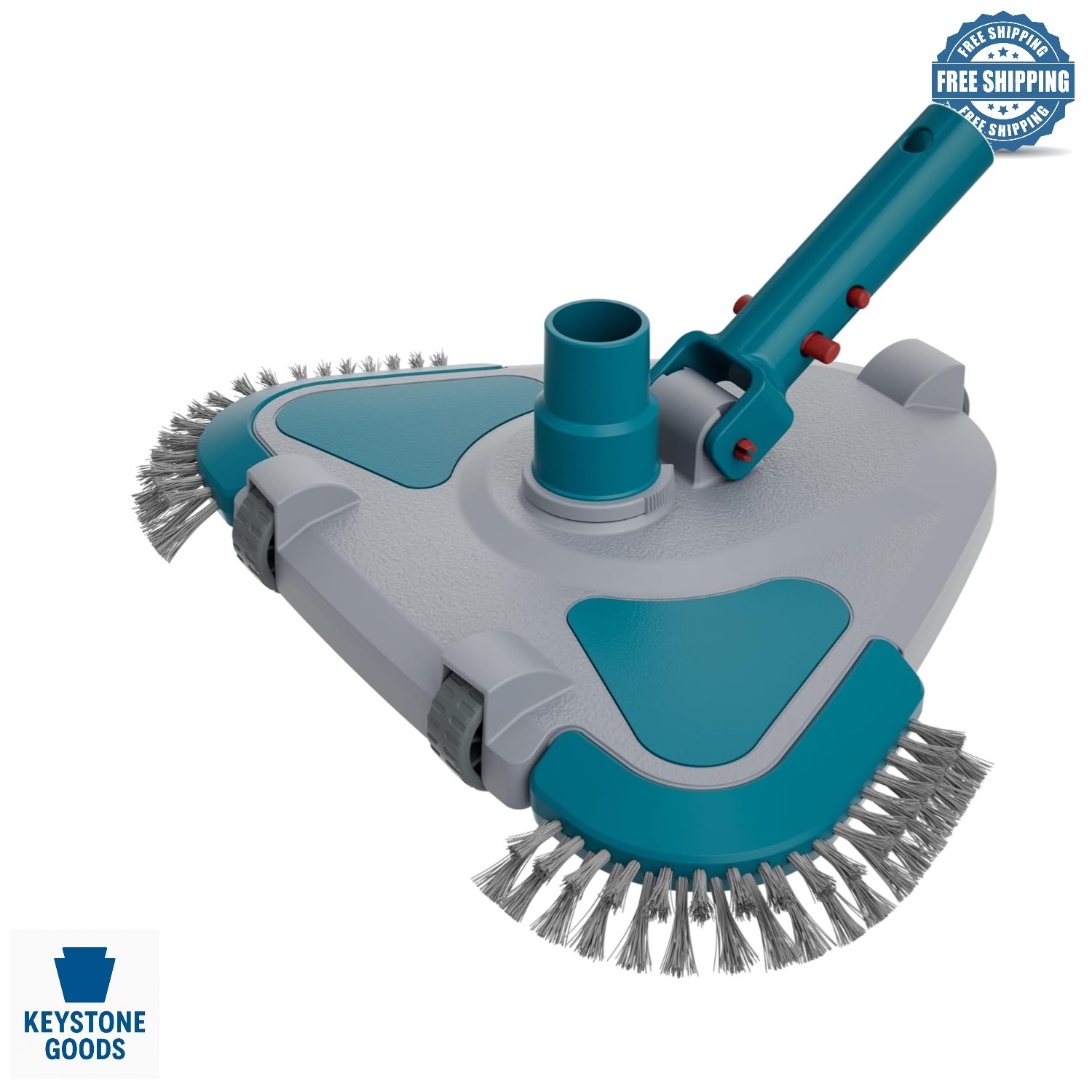 Upgrade Pro Triangular Pool Vacuum Head with Brush & EZ Clip Handle