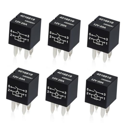 6 Pcs 4016819 Ultra Micro ISO Automotive Relay – 12VDC 20A 4-Pin SPST, Direct