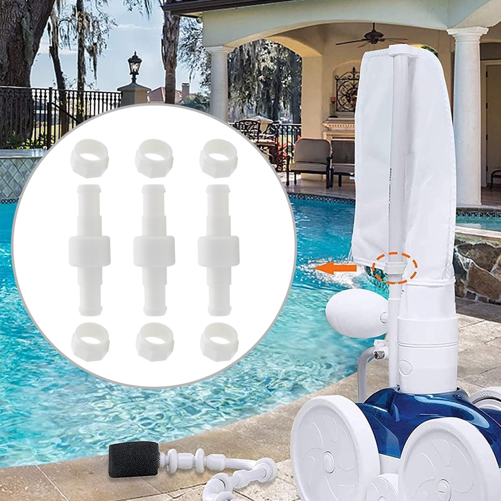 3Pack D20 Pool Cleaner Hose Swivel with D15 Nut – Compatible with Polaris Zod…