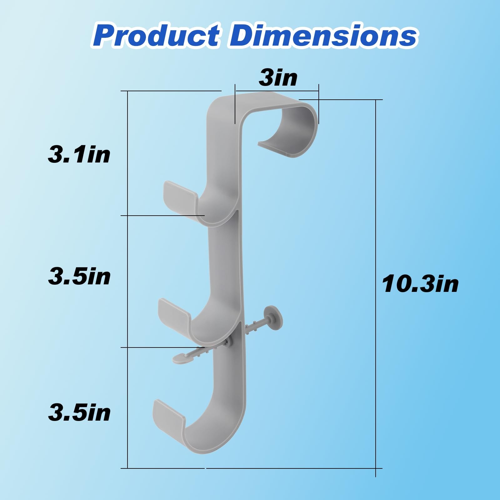 Adjustable 3Hook Pool Pole Hanger for Skimmer, Brush & Hose 2Pack
