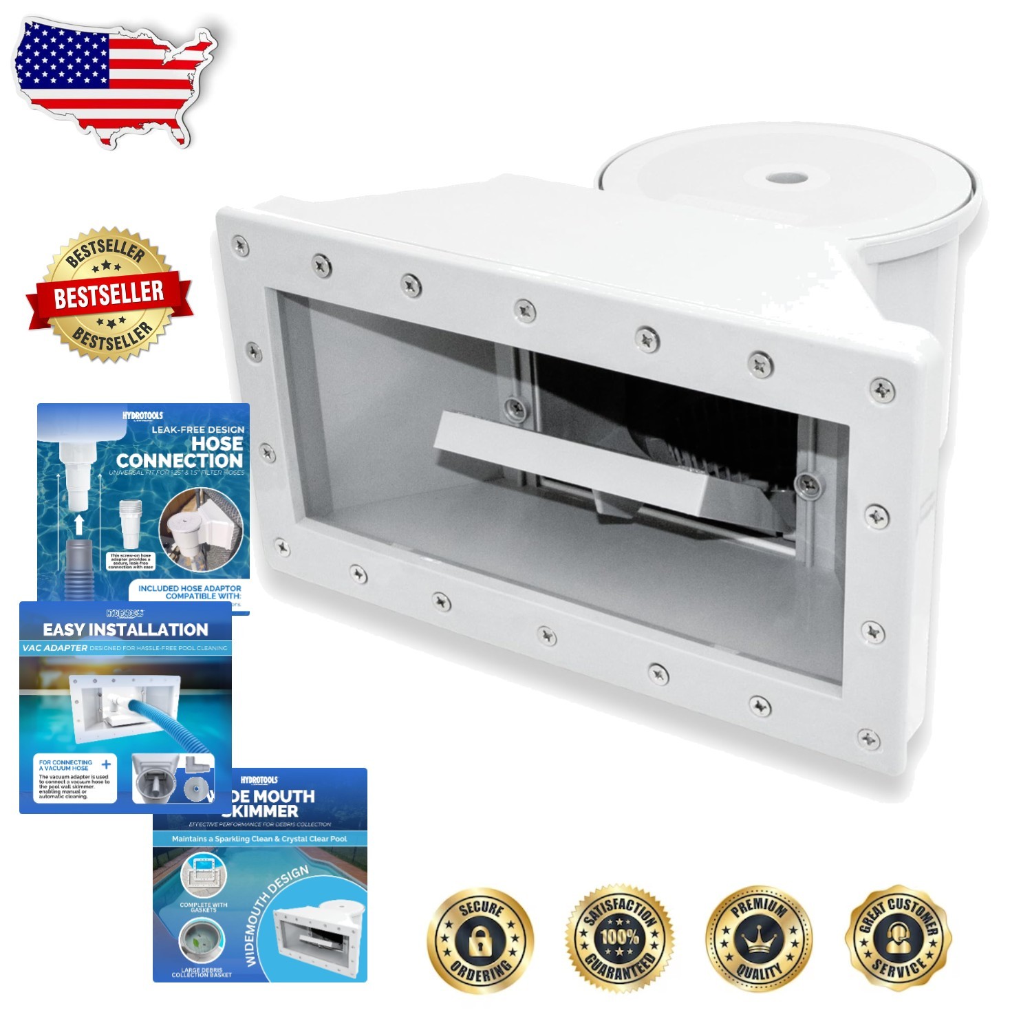 Wide Mouth Pool Skimmer Kit ABS Durable Easy Install Snap Weir Above Ground