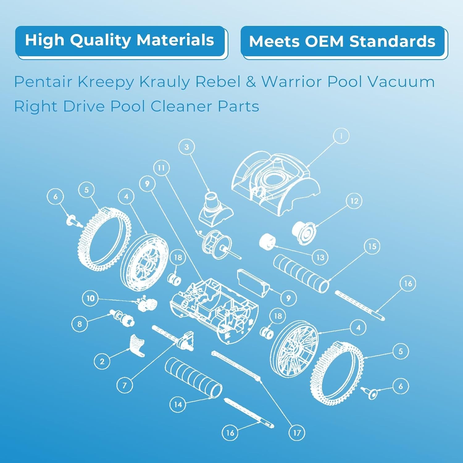 Pool Cleaner Replacement Parts for Pentair 360289 Left Drive Kit Bearings and…